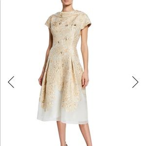 Metallic Jacquard Drop-Band Cocktail Dress